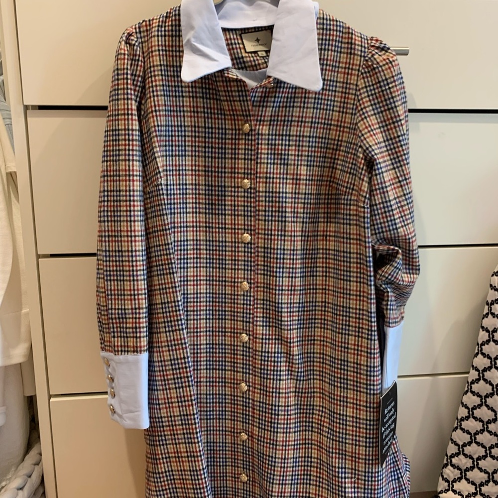 XL Tuckernuck Plaid Dress with White Collar NWT